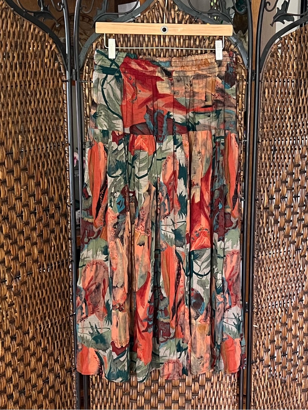 12 Carole Little Rayon Tiered Patterned Skirt - Picture 5 of 5